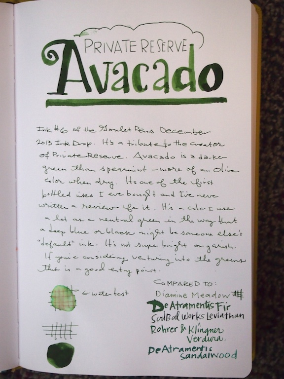 Private Reserve Avocado writing sample