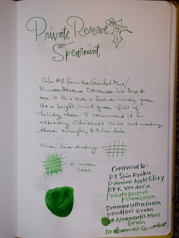 Private Reserve Spearmint writing sample